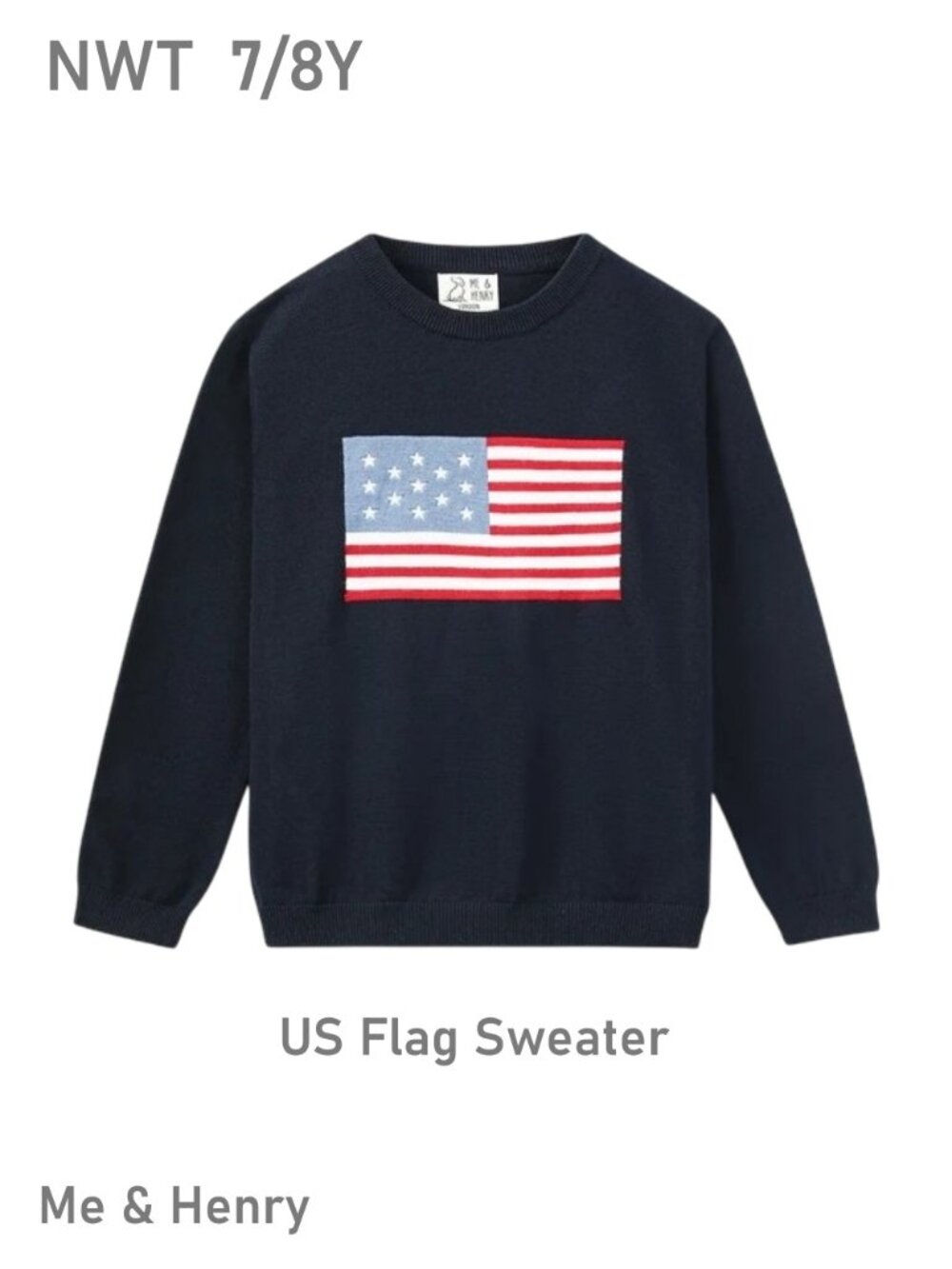 Me & Henry US Flag Sweater size 7/8Y
